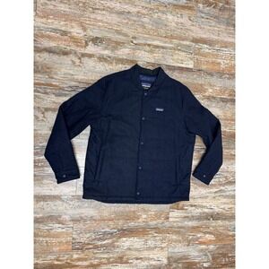 Mens Patagonia Recycled Wool Bomber Jacket Size XL Navy Blue Snap-Up Coat